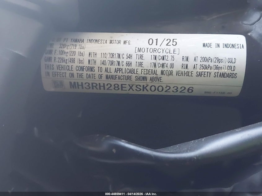 2025 Yamaha Mtn320 A VIN: MH3RH28EXSK002326 Lot: 44859411