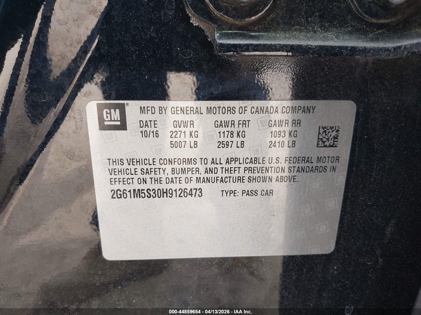 2017 Cadillac Xts Luxury VIN: 2G61M5S30H9126473 Lot: 44859654