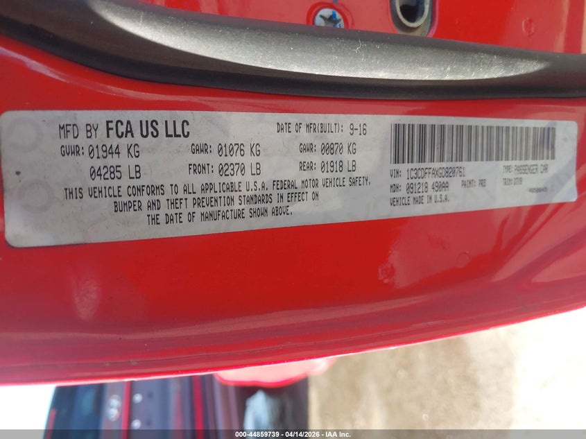 2016 Dodge Dart Sxt Sport VIN: 1C3CDFFAXGD820761 Lot: 44859739