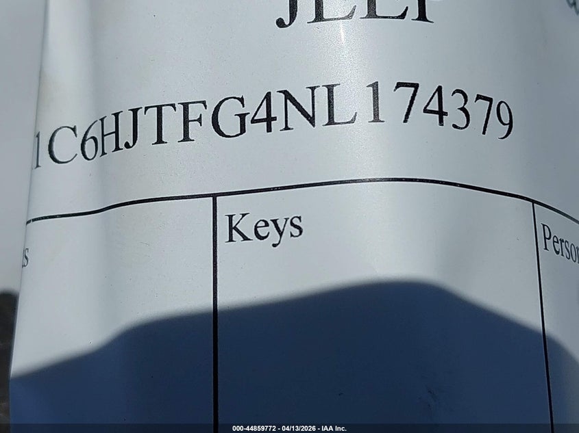 2022 Jeep Gladiator Overland 4X4 VIN: 1C6HJTFG4NL174379 Lot: 44859772