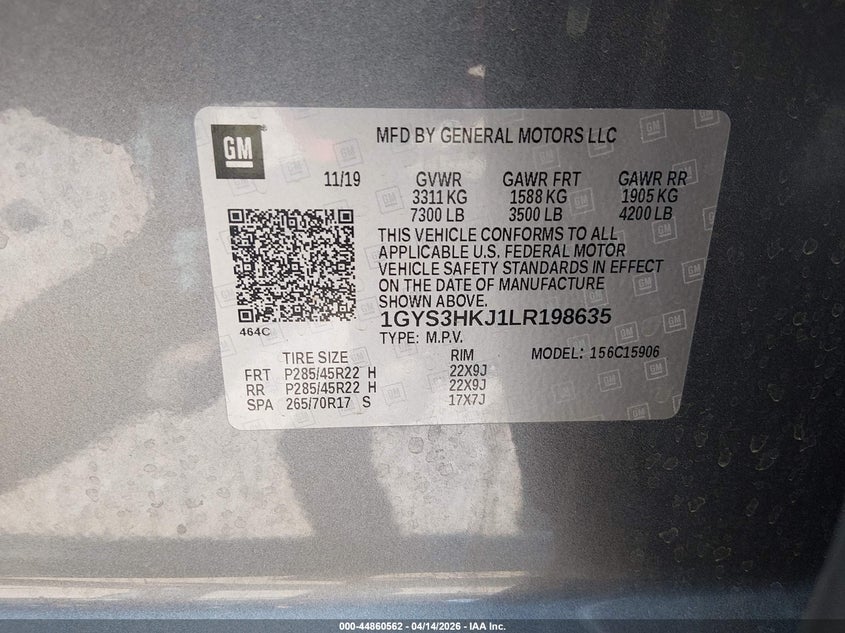 2020 Cadillac Escalade Esv 2Wd Luxury VIN: 1GYS3HKJ1LR198635 Lot: 44860562