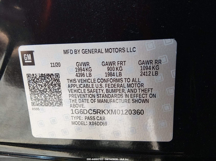 2021 Cadillac Ct4 Sport VIN: 1G6DC5RKXM0120360 Lot: 44860783