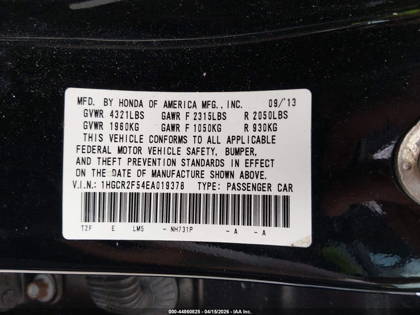 2014 Honda Accord Sport VIN: 1HGCR2F54EA019378 Lot: 44860825