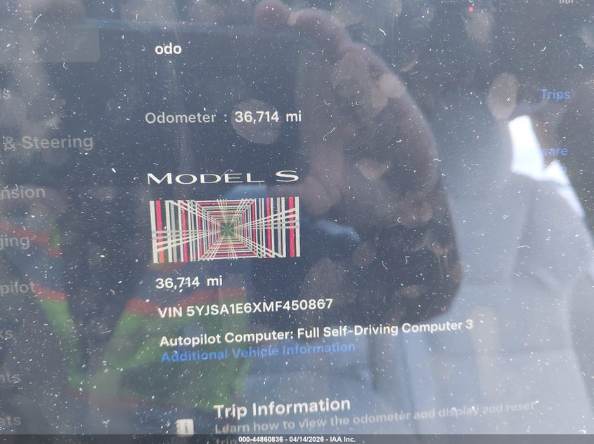 2021 Tesla Model S Plaid Tri Motor All-Wheel Drive VIN: 5YJSA1E6XMF450867 Lot: 44860836