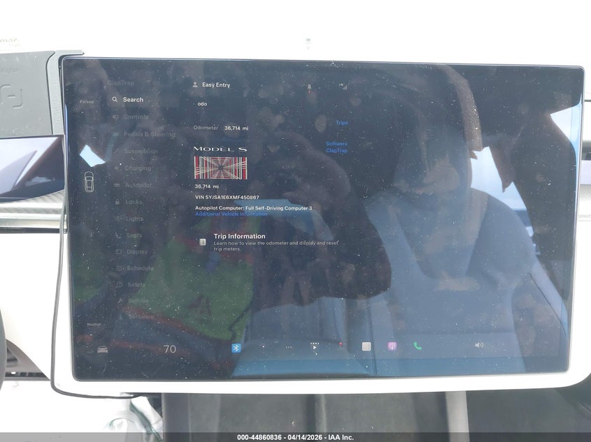 2021 Tesla Model S Plaid Tri Motor All-Wheel Drive VIN: 5YJSA1E6XMF450867 Lot: 44860836