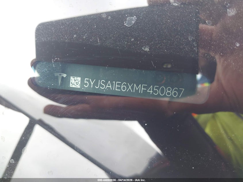 2021 Tesla Model S Plaid Tri Motor All-Wheel Drive VIN: 5YJSA1E6XMF450867 Lot: 44860836