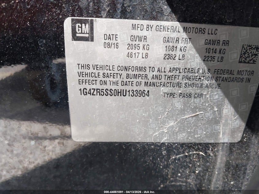 2017 Buick Lacrosse Premium VIN: 1G4ZR5SS0HU133964 Lot: 44861091