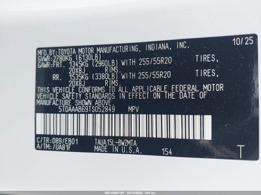 2026 Lexus Tx 350 Premium VIN: 5TDAAAB69TS052849 Lot: 44861191