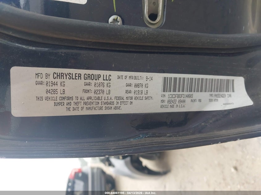 2015 Dodge Dart Sxt VIN: 1C3CDFBB3FD140603 Lot: 44861195