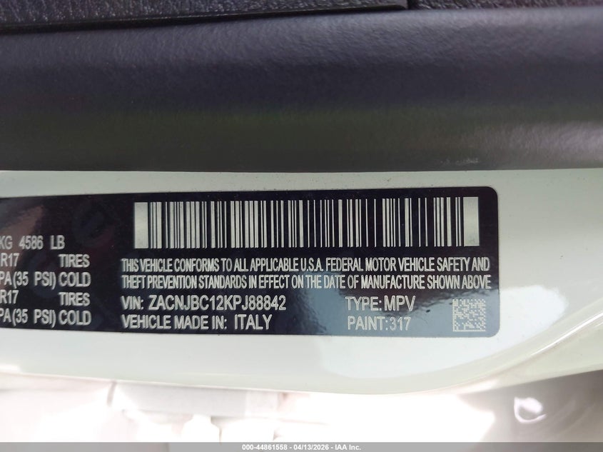 2019 Jeep Renegade Trailhawk 4X4 VIN: ZACNJBC12KPJ88842 Lot: 44861558