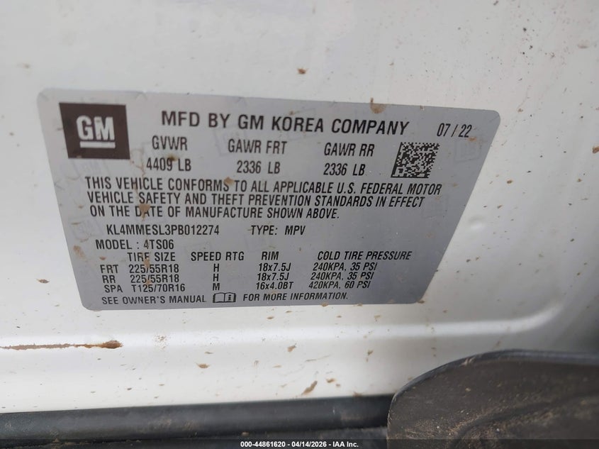 2023 Buick Encore Gx Select Awd VIN: KL4MMESL3PB012274 Lot: 44861620