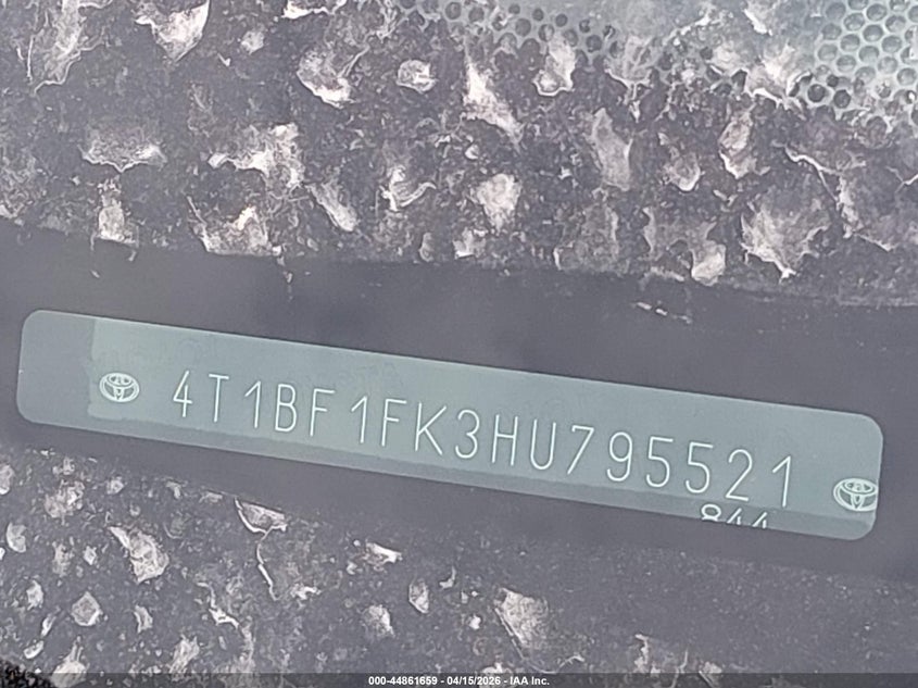 2017 Toyota Camry Se VIN: 4T1BF1FK3HU795521 Lot: 44861659