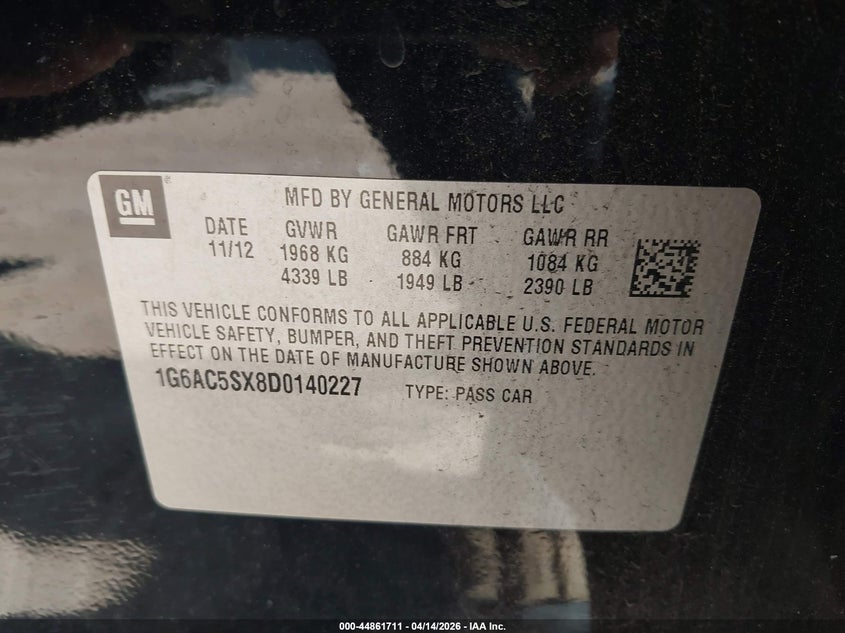 2013 Cadillac Ats Performance VIN: 1G6AC5SX8D0140227 Lot: 44861711