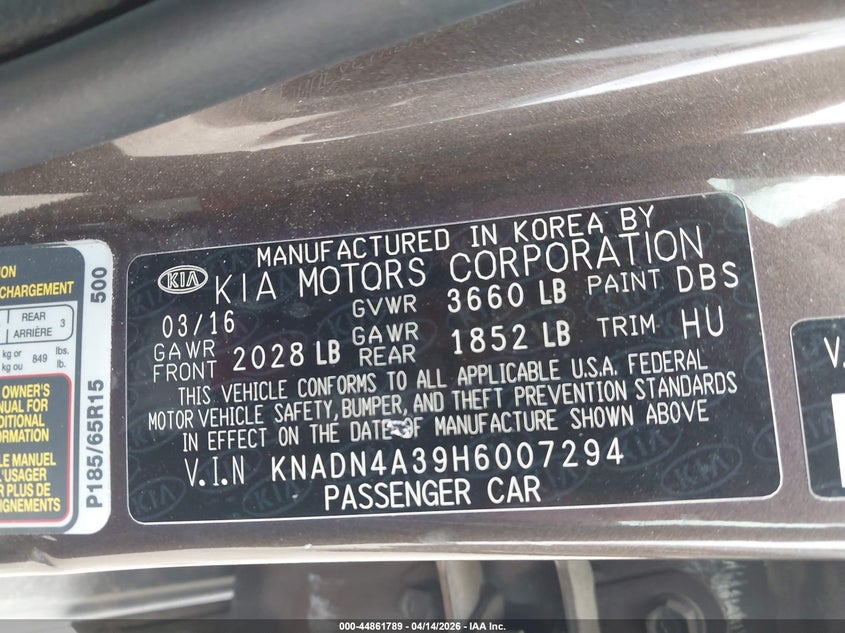 2017 Kia Rio 1.6 Ex brown Lot 111044861789 Vin KNADN4A39H6007294