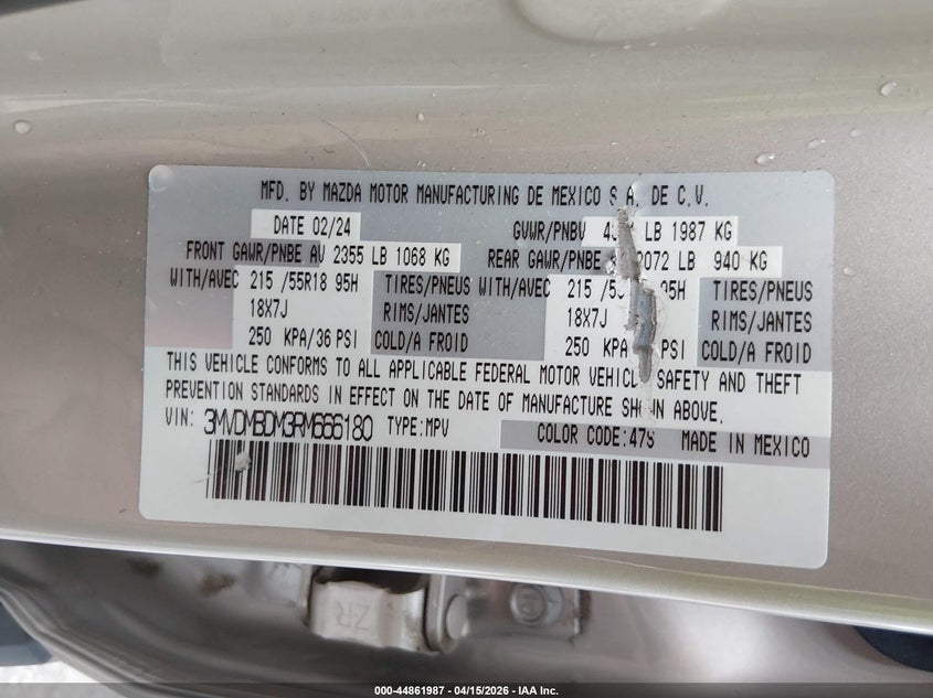 2024 Mazda Cx-30 2.5 S Premium Package VIN: 3MVDMBDM3RM666180 Lot: 44861987