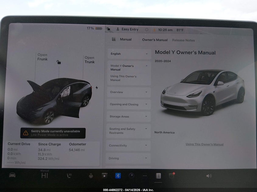 2022 Tesla Model Y Long Range Dual Motor All-Wheel Drive VIN: 7SAYGDEE4NF355405 Lot: 44862272