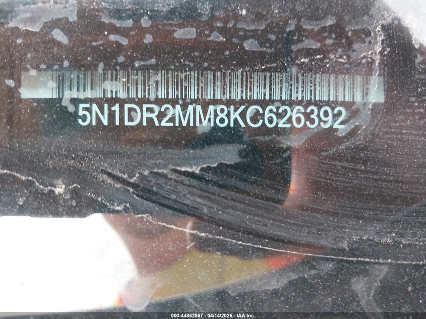 2019 Nissan Pathfinder Sl VIN: 5N1DR2MM8KC626392 Lot: 44862567