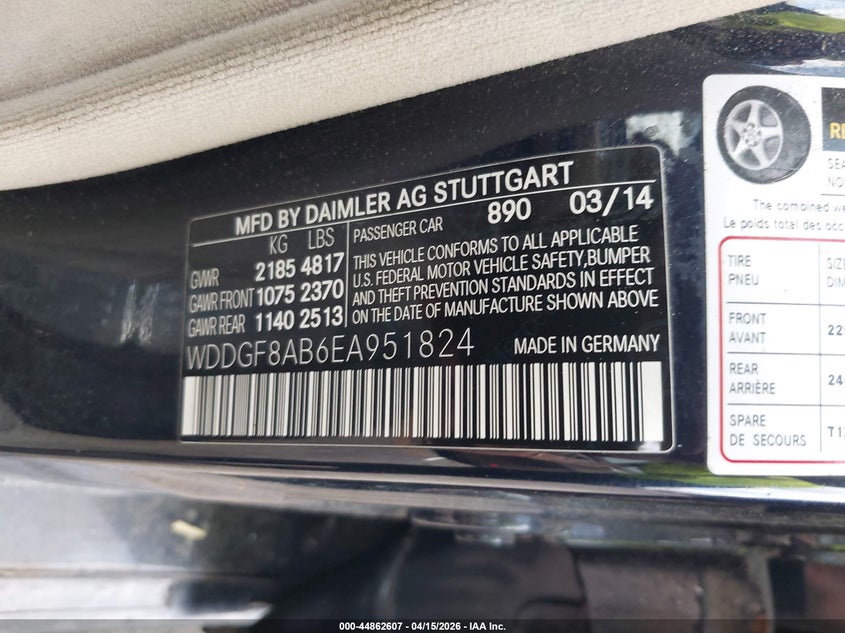 2014 Mercedes-Benz C 300 Sport 4Matic VIN: WDDGF8AB6EA951824 Lot: 44862607