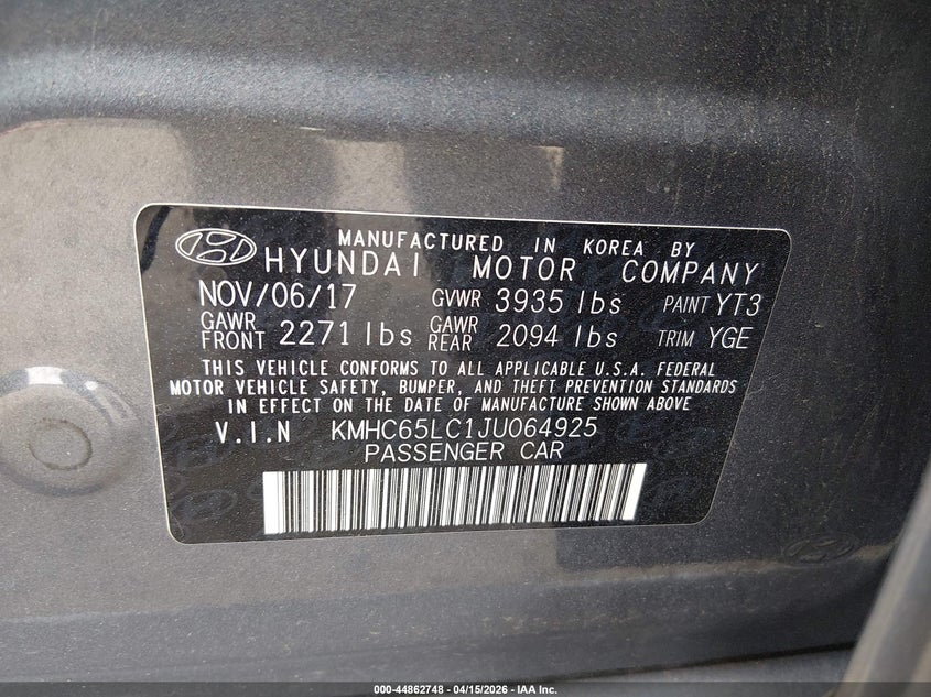 2018 Hyundai Ioniq Hybrid Blue VIN: KMHC65LC1JU064925 Lot: 44862748