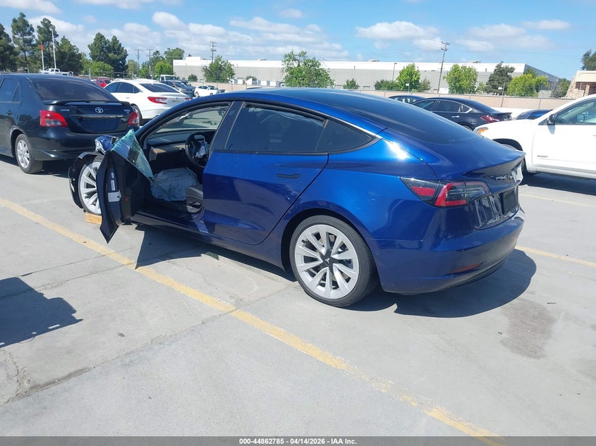 5YJ3E1EA3NF143202 2022 Tesla Model 3 Rear-Wheel Drive blue