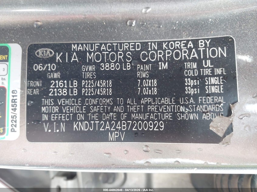 2011 Kia Soul Sport VIN: KNDJT2A24B7200929 Lot: 44862846