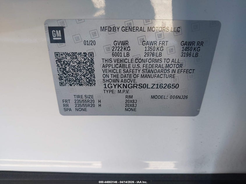 2020 Cadillac Xt5 Awd Sport VIN: 1GYKNGRS0LZ162650 Lot: 44863146