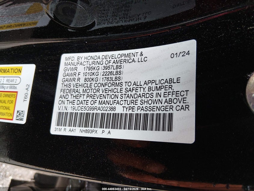 2024 Acura Integra Type S VIN: 19UDE5G99RA002388 Lot: 44863403