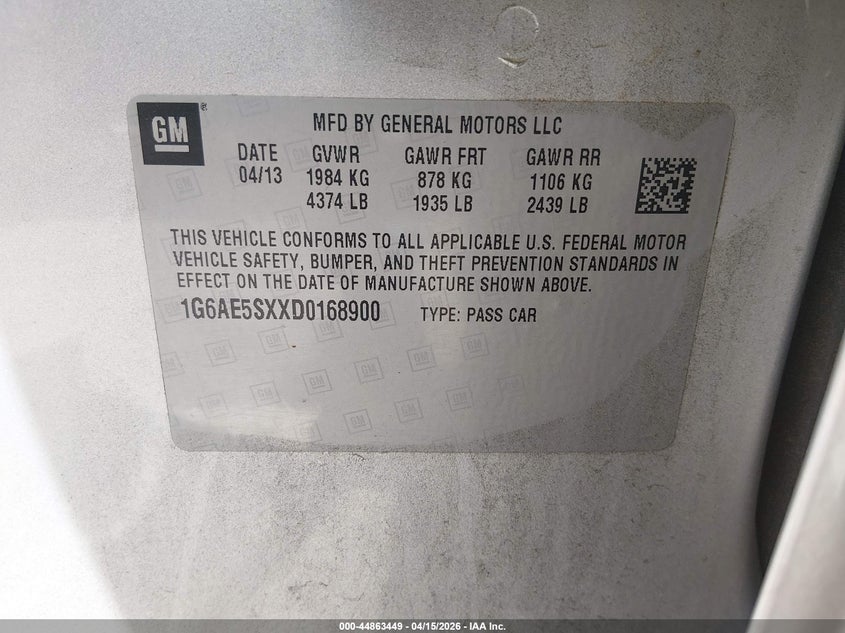 2013 Cadillac Ats Premium VIN: 1G6AE5SXXD0168900 Lot: 44863449