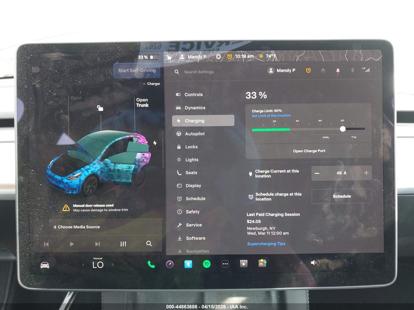 2025 Tesla Model y Long Range Dual Motor All-Wheel Drive grey Lot 111044863686 Vin 7SAYGAEE6SF293788