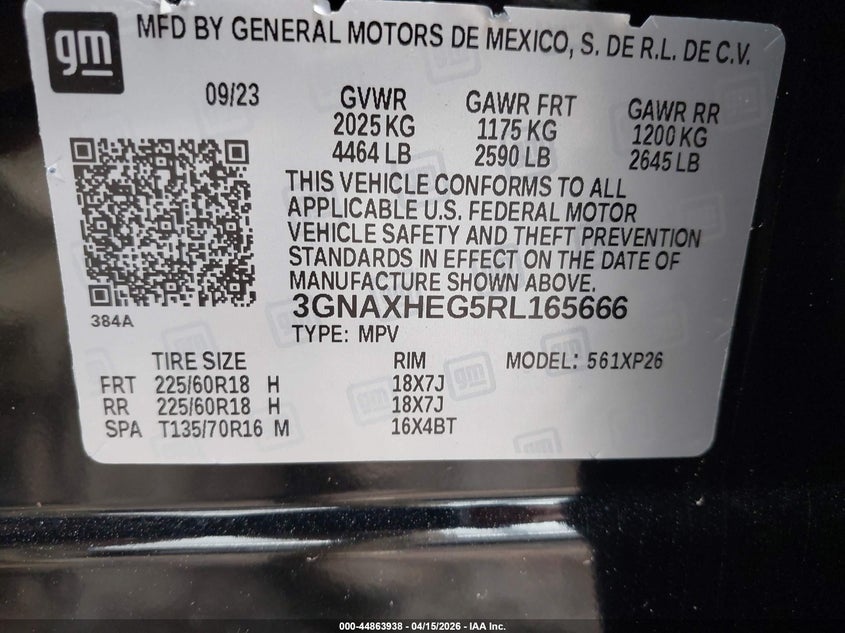 2024 Chevrolet Equinox Fwd Ls VIN: 3GNAXHEG5RL165666 Lot: 44863938