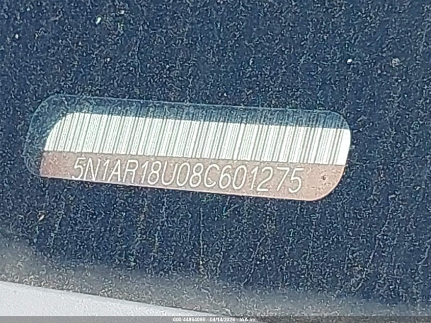 2008 Nissan Pathfinder S VIN: 5N1AR18U08C601275 Lot: 44864095