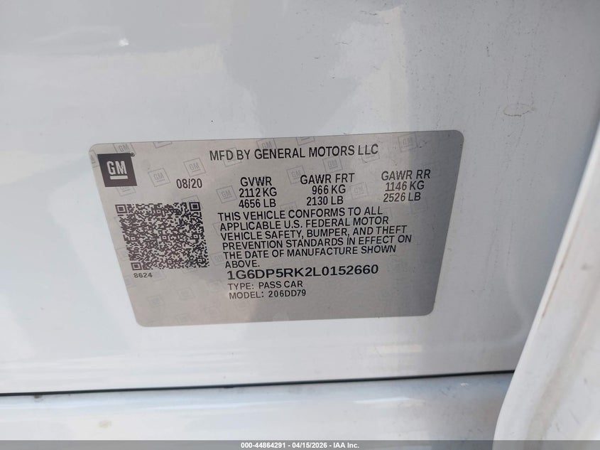 2020 Cadillac Ct5 Sport VIN: 1G6DP5RK2L0152660 Lot: 44864291