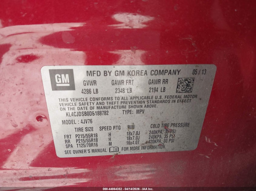 2013 Buick Encore Premium VIN: KL4CJDSB0DB188782 Lot: 44864352