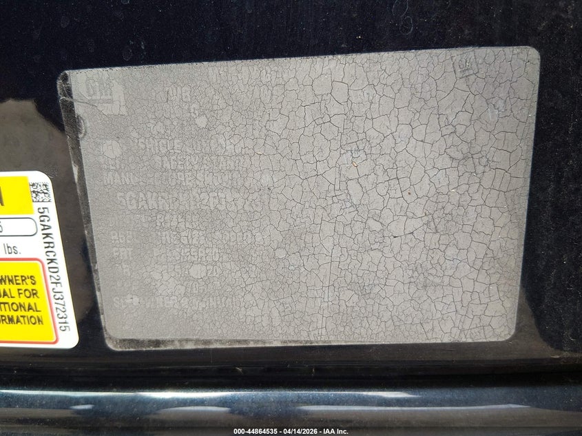 2015 Buick Enclave Premium VIN: 5GAKRCKD2FJ372315 Lot: 44864535