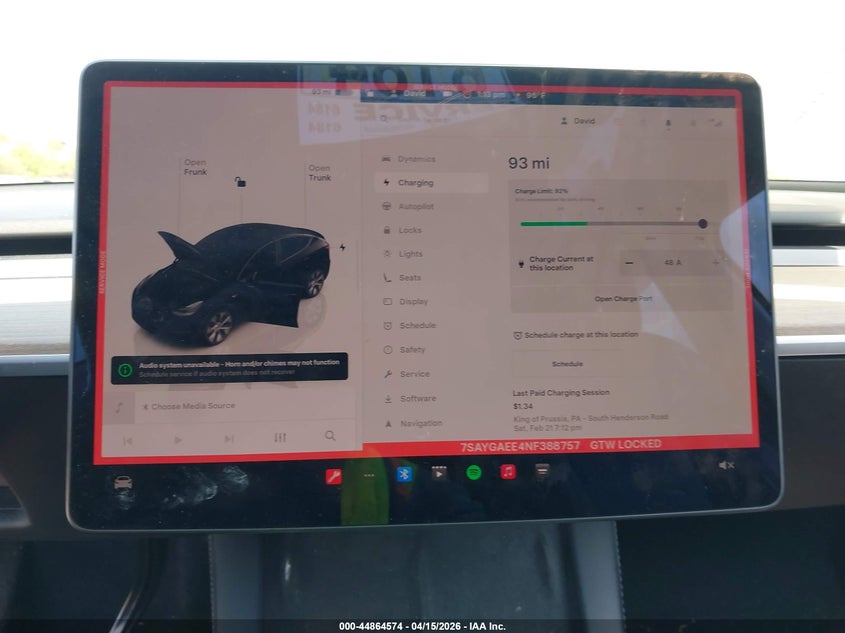 2022 Tesla Model Y Long Range Dual Motor All-Wheel Drive VIN: 7SAYGAEE4NF388757 Lot: 44864574