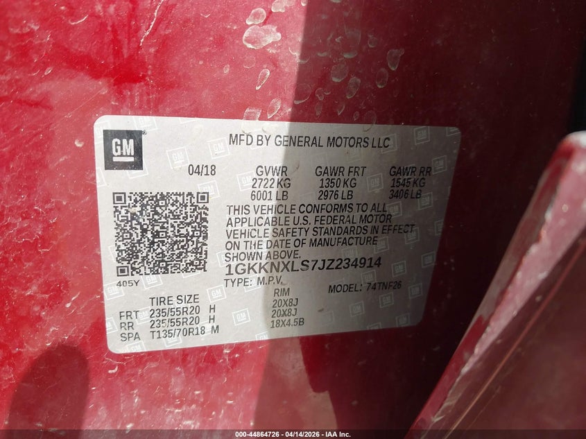 2018 GMC Acadia Denali VIN: 1GKKNXLS7JZ234914 Lot: 44864726