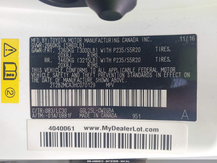 2017 Lexus Rx 350 F Sport VIN: 2T2BZMCA3HC070129 Lot: 44864813