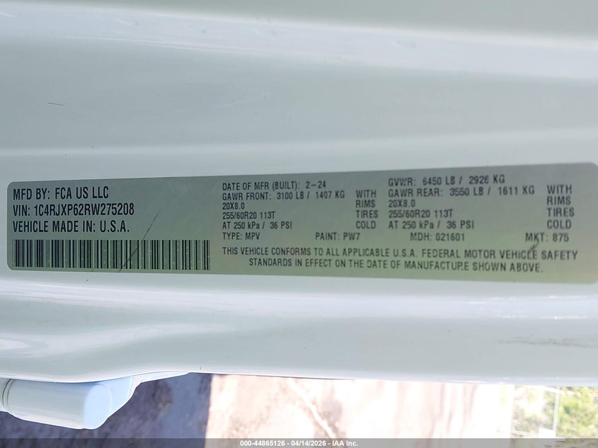 2024 Jeep Wrangler 4Xe Sahara 4Xe VIN: 1C4RJXP62RW275208 Lot: 44865126