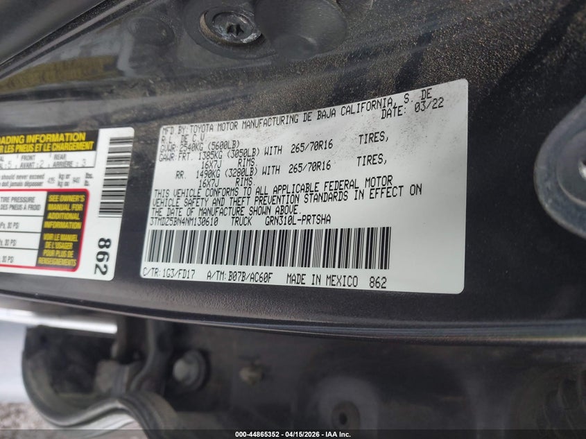 2022 Toyota Tacoma Trd Off Road VIN: 3TMDZ5BN4NM130610 Lot: 44865352