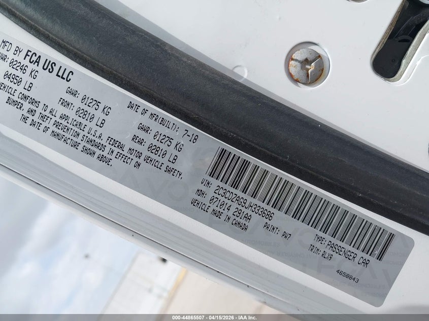 2018 Dodge Challenger Sxt Plus VIN: 2C3CDZAG9JH333686 Lot: 44865507