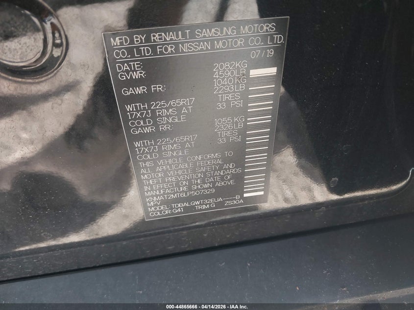 2020 Nissan Rogue 2.5 Sv Fwd grey Lot 111044865666 Vin KNMAT2MT6LP507329