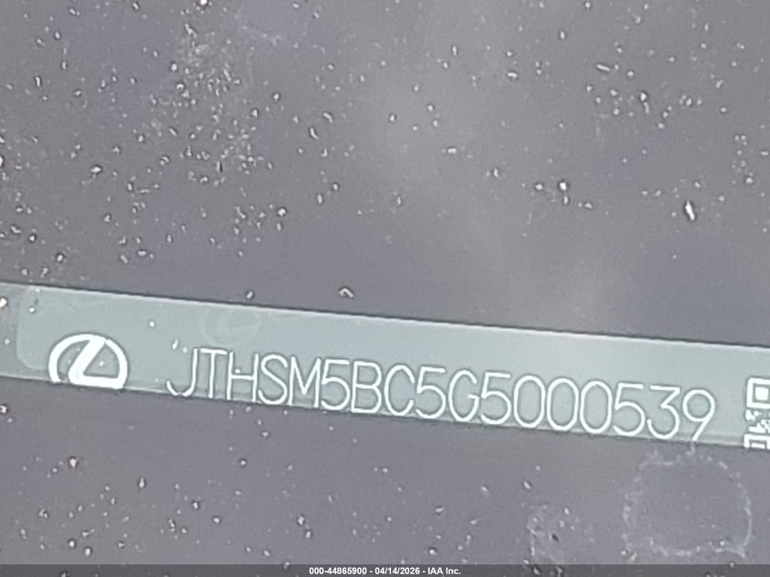 2016 Lexus Rc 300 VIN: JTHSM5BC5G5000539 Lot: 44865900