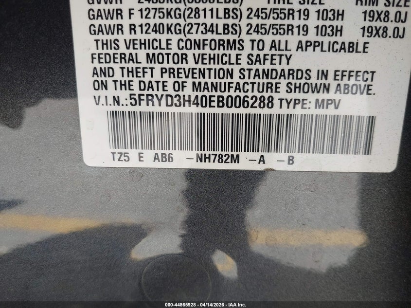 2014 Acura Mdx 3.5 Mdx Technology Package grey Lot 111044865928 Vin 5FRYD3H40EB006288