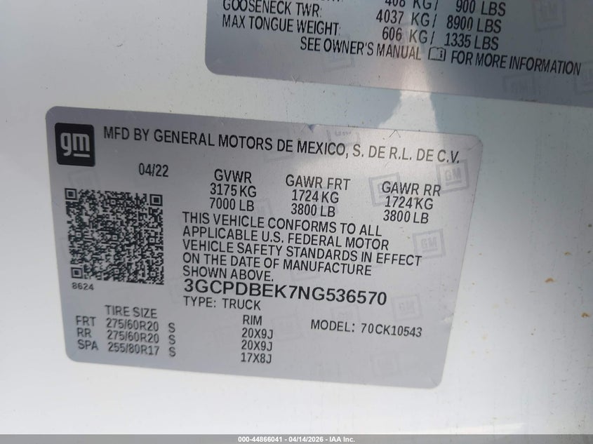 2022 Chevrolet Silverado 1500 4Wd Short Bed Custom VIN: 3GCPDBEK7NG536570 Lot: 44866041