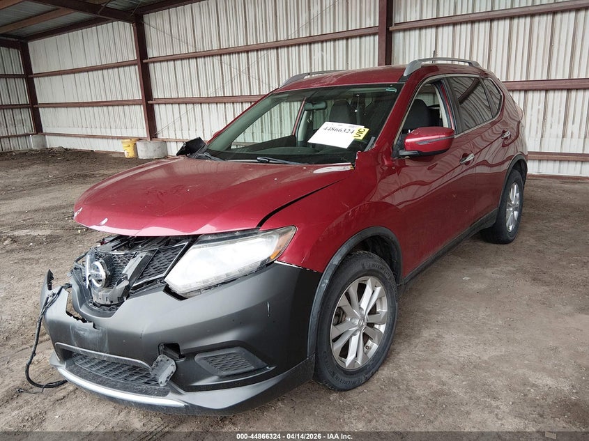 2016 Nissan Rogue 2.5 Sv red Lot 111044866324 Vin KNMAT2MT2GP650624