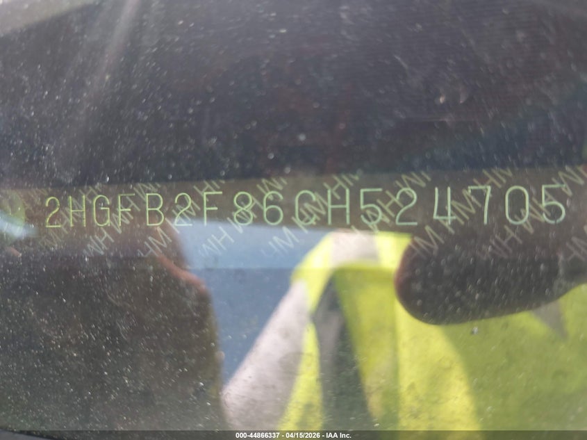 2012 Honda Civic Ex VIN: 2HGFB2F86CH524705 Lot: 44866337