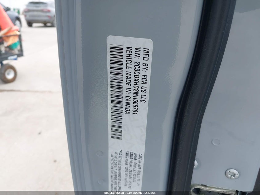 2021 Dodge Charger Gt Rwd VIN: 2C3CDXHG2MH666701 Lot: 44866408