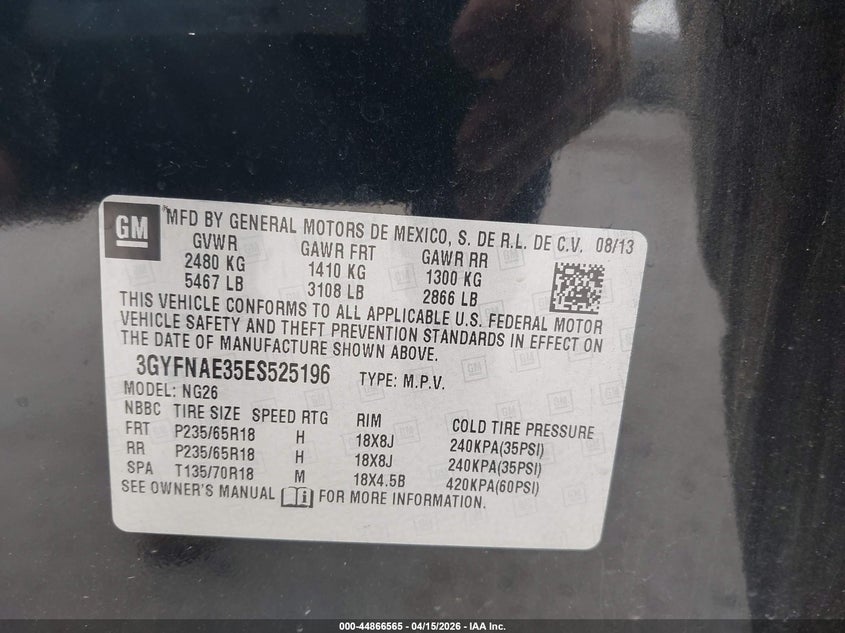 2014 Cadillac Srx 3.6 Srx Standard black Lot 111044866565 Vin 3GYFNAE35ES525196
