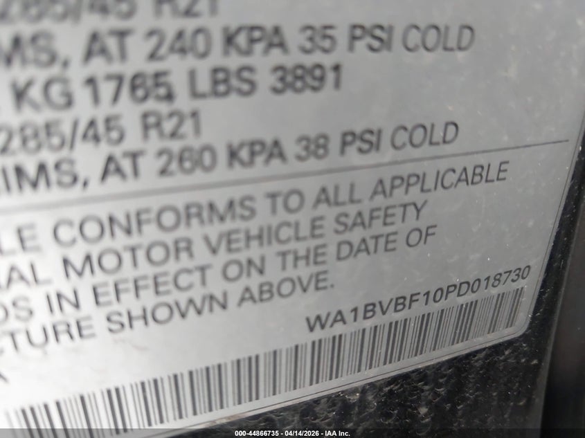 2023 Audi Q8 Premium Plus 55 Tfsi Quattro Tiptronic VIN: WA1BVBF10PD018730 Lot: 44866735