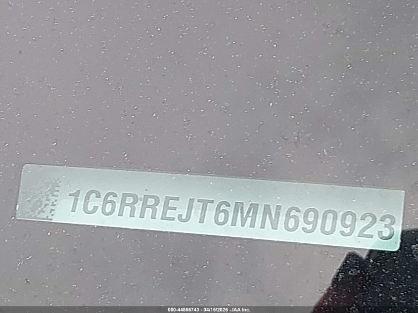 2021 Ram 1500 Laramie 4X2 5'7 Box VIN: 1C6RREJT6MN690923 Lot: 44866743